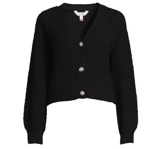 No Boundaries Ribbed Jeweled Cardigan Women Size S 3/5  NEW